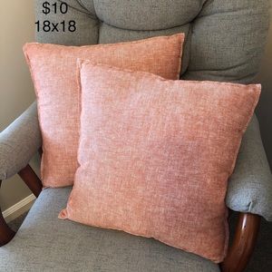 Coral throw pillow set 18x18